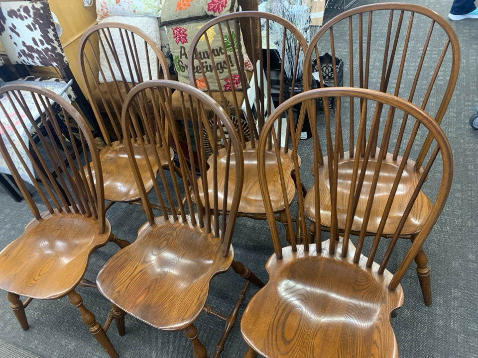 6 DARK WOOD KITCHEN CHAIRS.