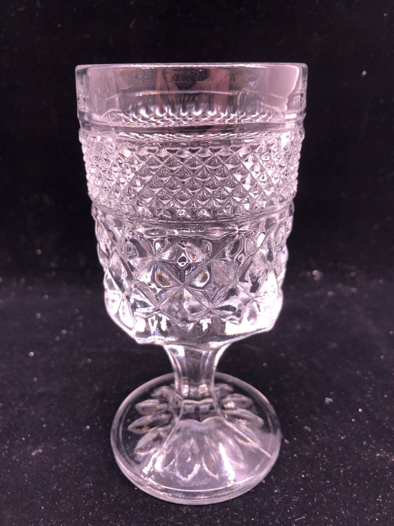 4 VTG CUT GLASS WINE GOBLETS.