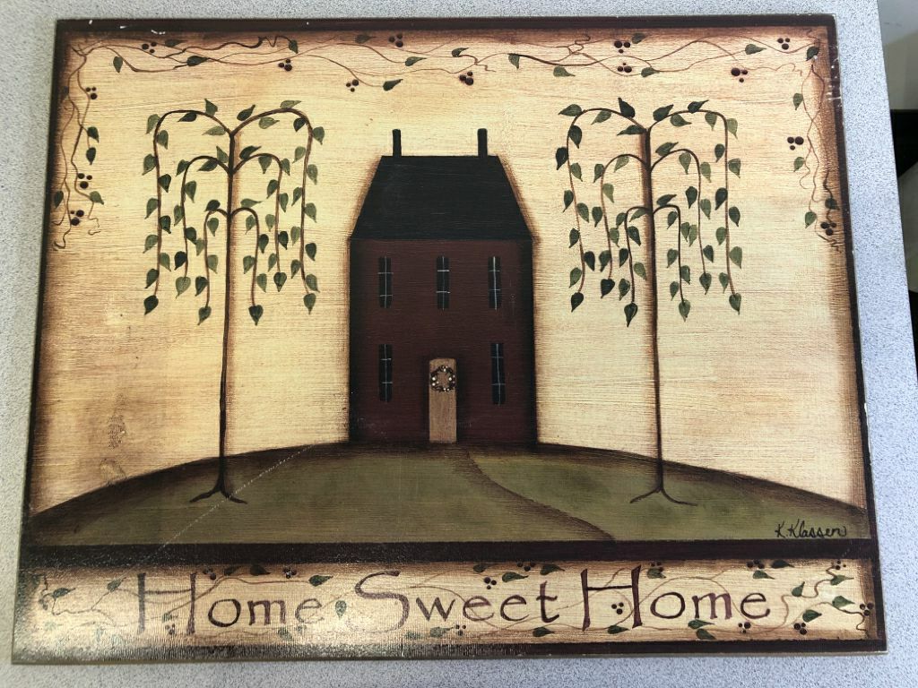 PRIMITIVE HOME SWEET HOME COLONIAL HOME.