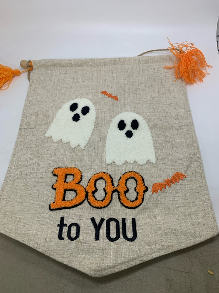 GHOSTS BOO TO YOU FABRIC HANGING.