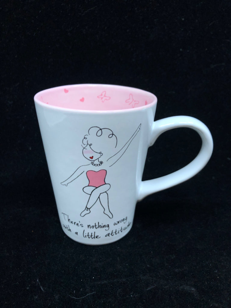 WHITE/PINK "THERE'S NOTHING WRONG" MUG.