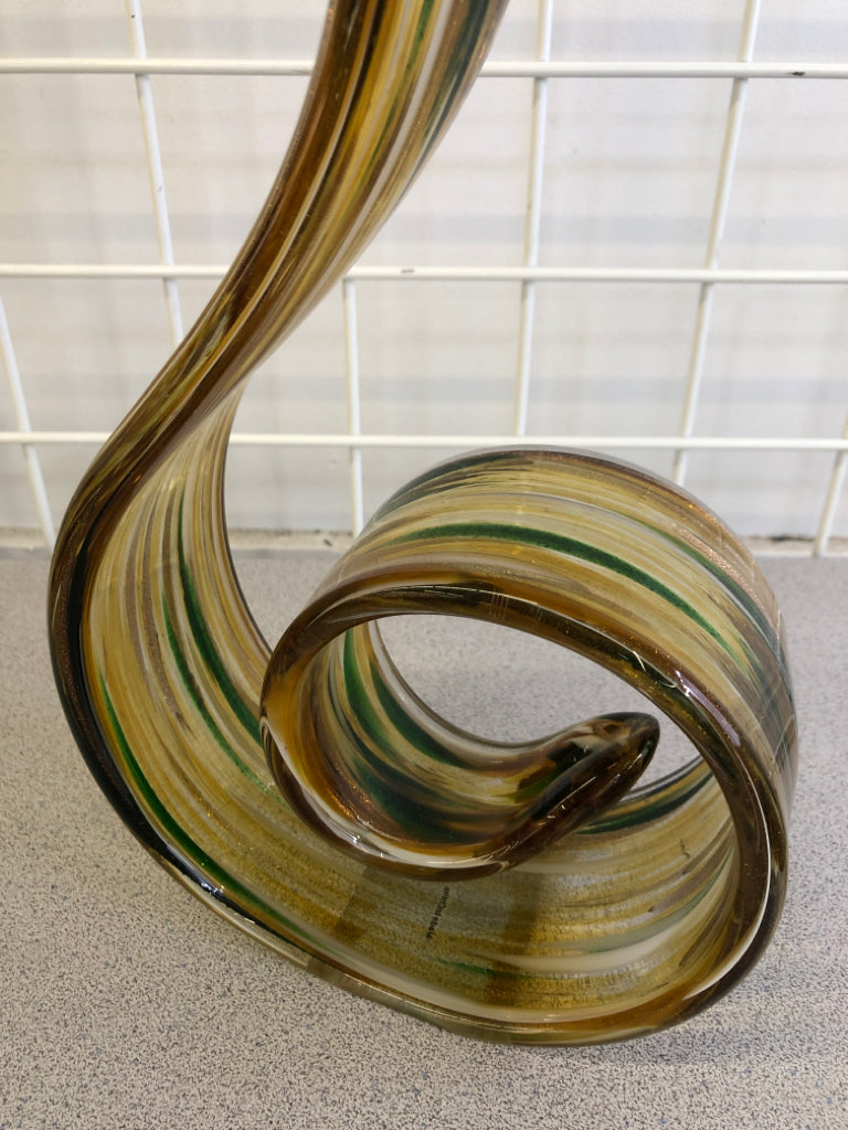 YELLOW & GREEN BLOWN GLASS SWIRL.