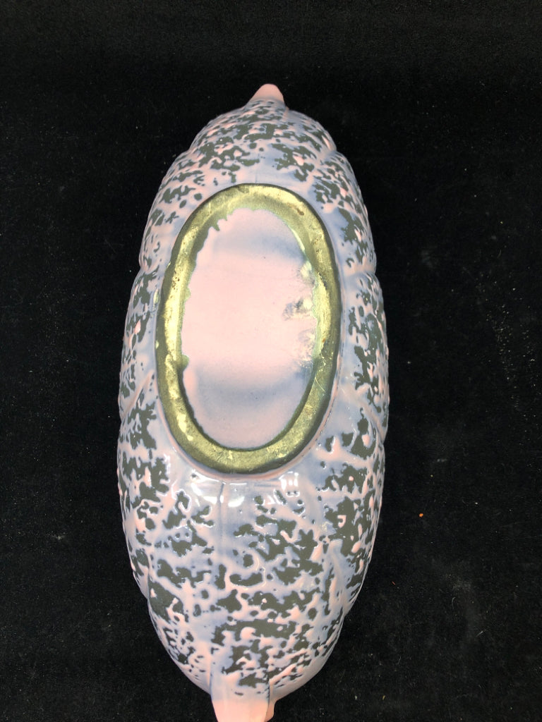 VTG PINK SPLATTER PAINTED POTTERY PLANTER W/ HANDLES.