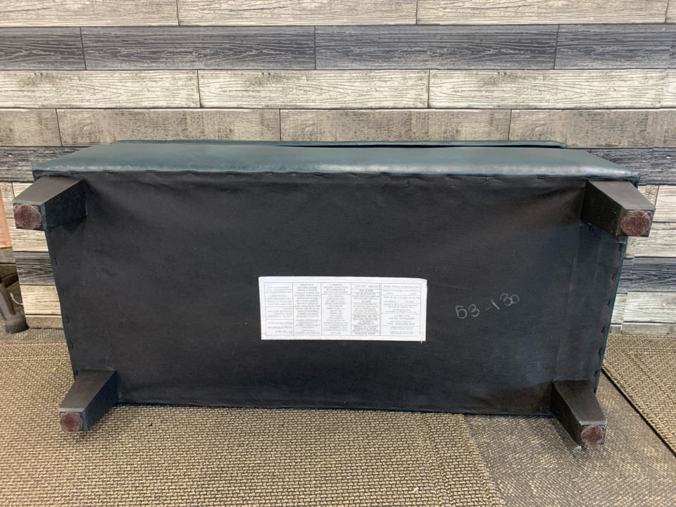 DARK GREEN FAUX LEATHER FOOTREST/CHEST.