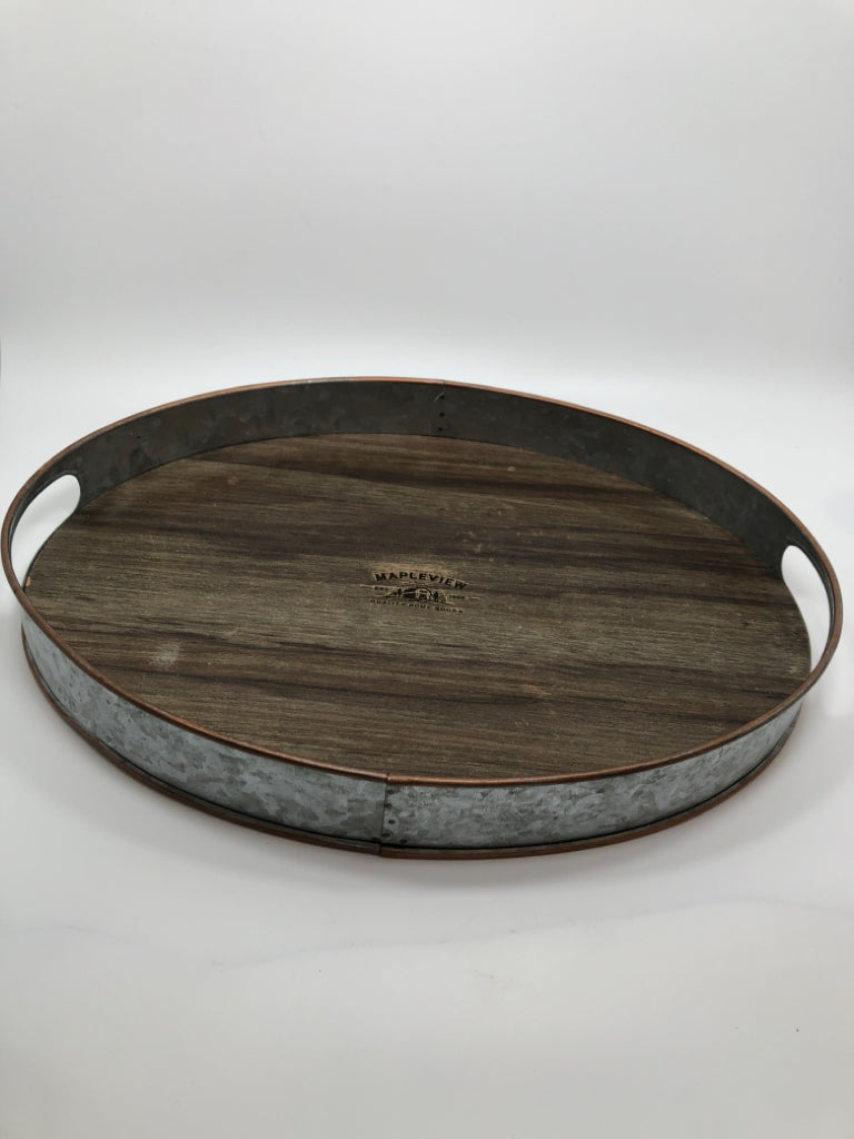 MAPLEVIEW WOOD/METAL TRAY.
