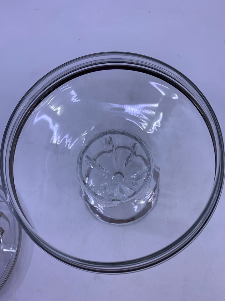 VTG 25TH ANNIVERSARY GLASS/SILVER ETCHED FLOWERS CANDY DISH W/LID.