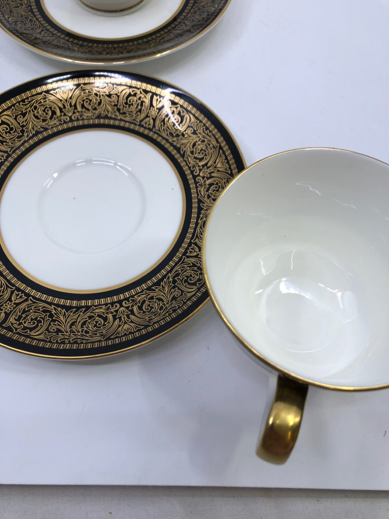 8PC BLACK GOLD CUP AND SAUCER SET- 4 CUPS 4 SAUCER.
