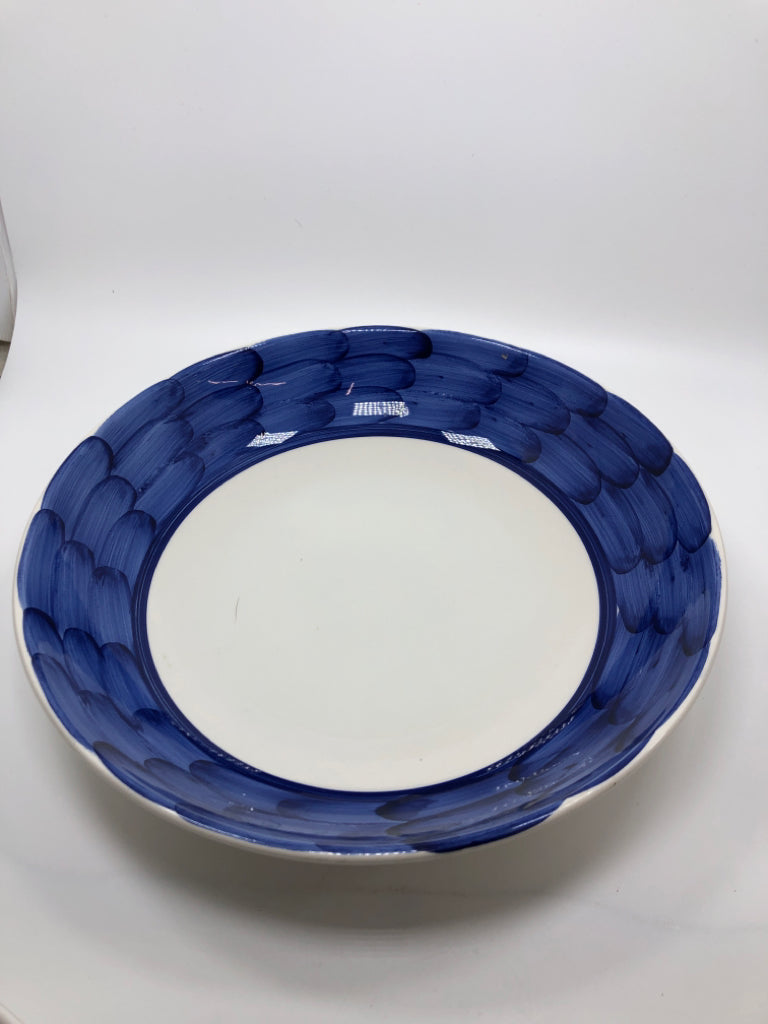 BLUE PAINTED ITALIAN SERVING BOWL.