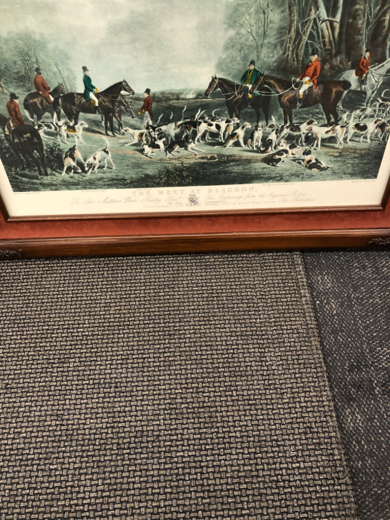 THE MEET AT BLAGDON FRAMED ARTWORK J W SNOW NEWCASTLE.