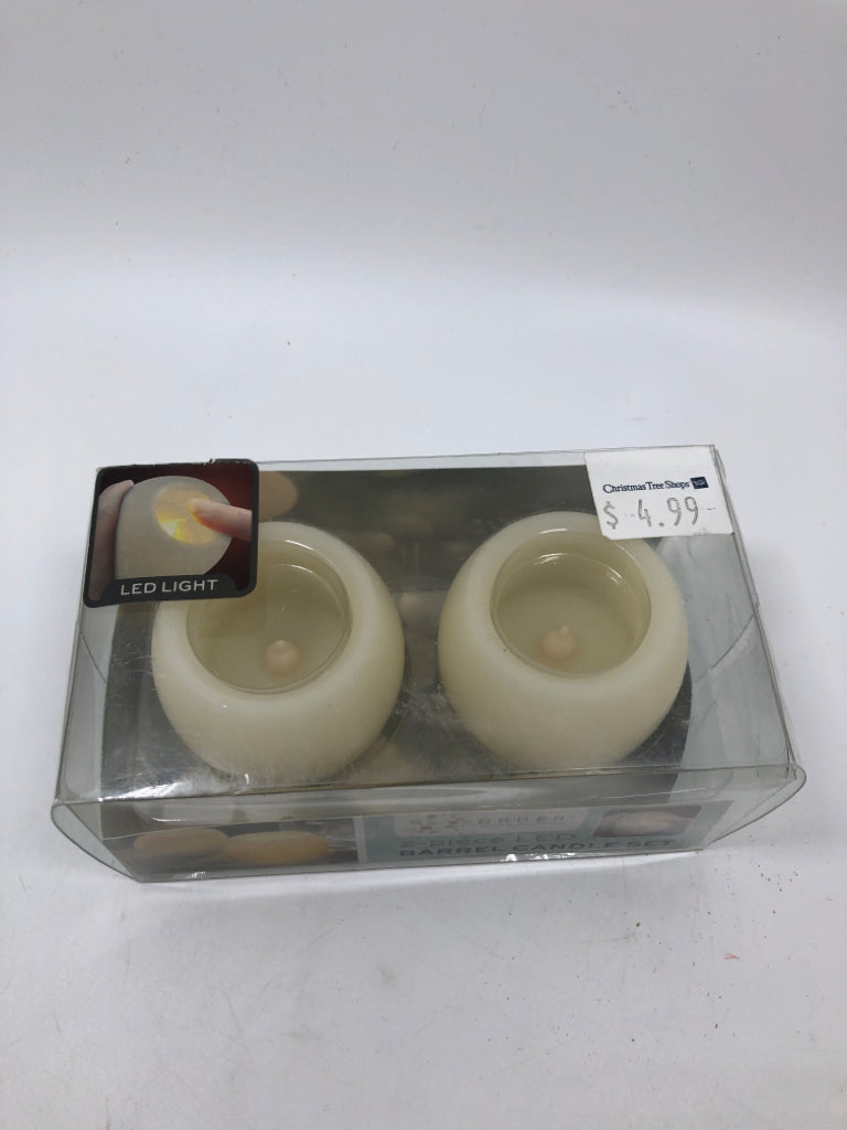 NIB 2PC LED BARREL CANDLE SET.