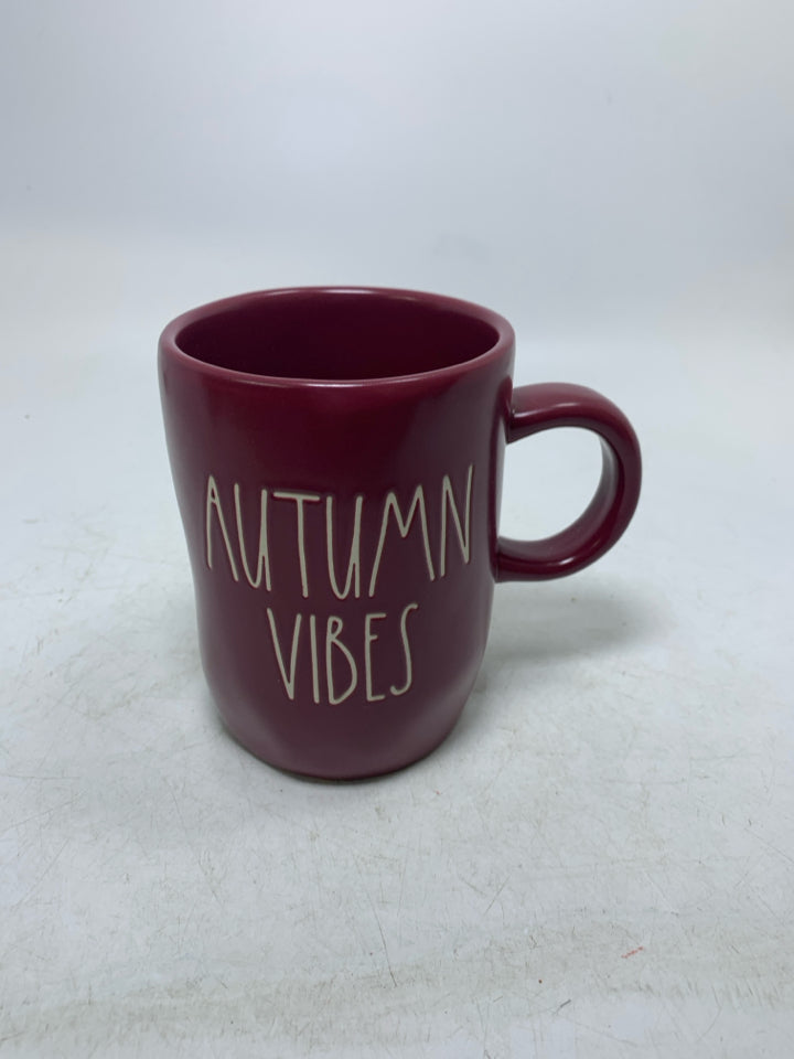 BURGUNDY AUTUMN VIBES RAE DUNN MUG.