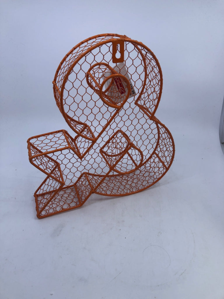 "&" ORANGE WIRE WALL ART.