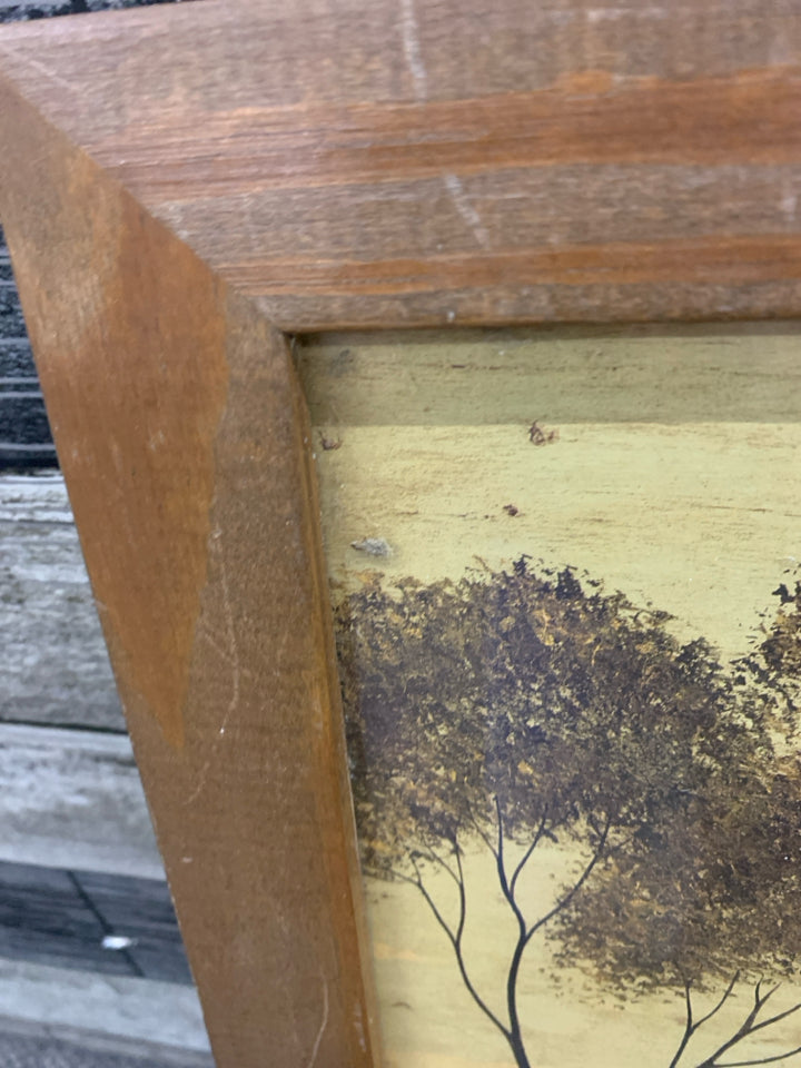 WHITE FARMHOUSE IN WOOD FRAME WALL ART.