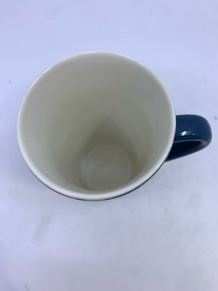 GREEN,BLUE,RED STRIPES STARBUCKS MUG.