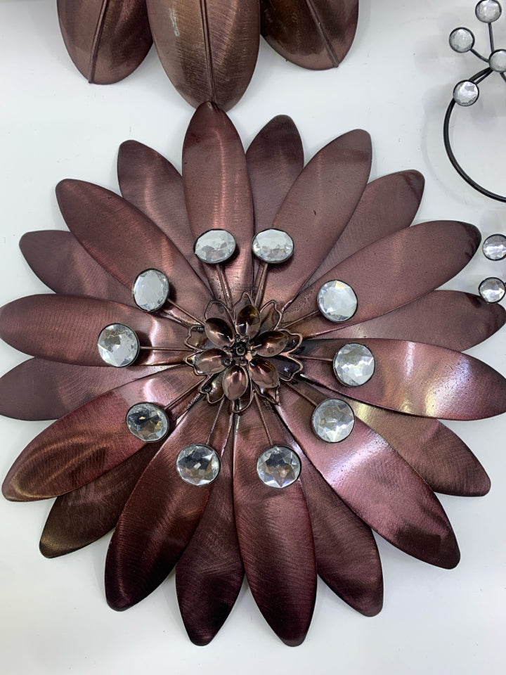 3 MAROON COLORED FLORAL WALL ART.