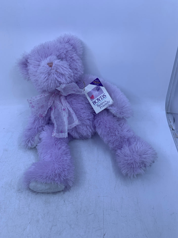 LIGHT PURPLE BOYDS BEAR W/ HEAR STAR BOW.