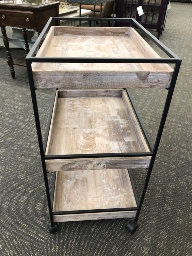 RUSTIC WOODEN BAR CART.