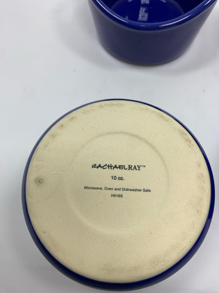 4 COBALT BLUE STONEWARE RAMEKIN W/HANDLES.