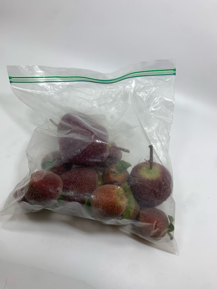 BAG OF FAUX GLITTER APPLES DECOR.