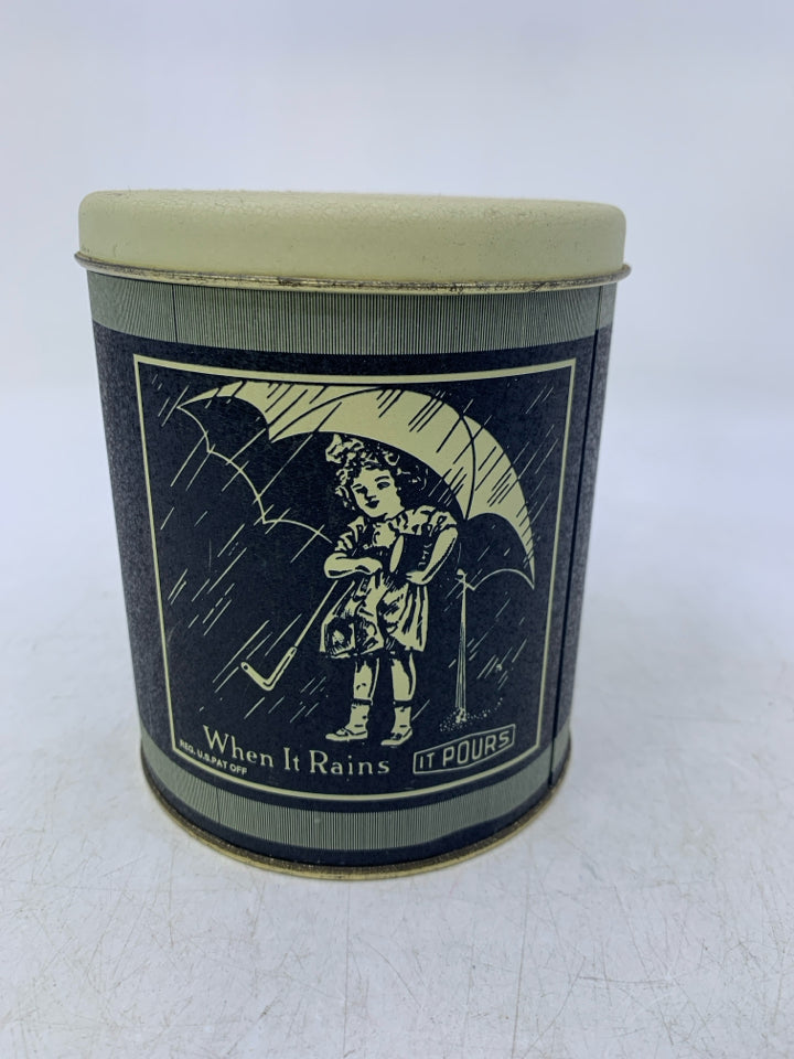 METAL MORTON'S SALT CANISTER.