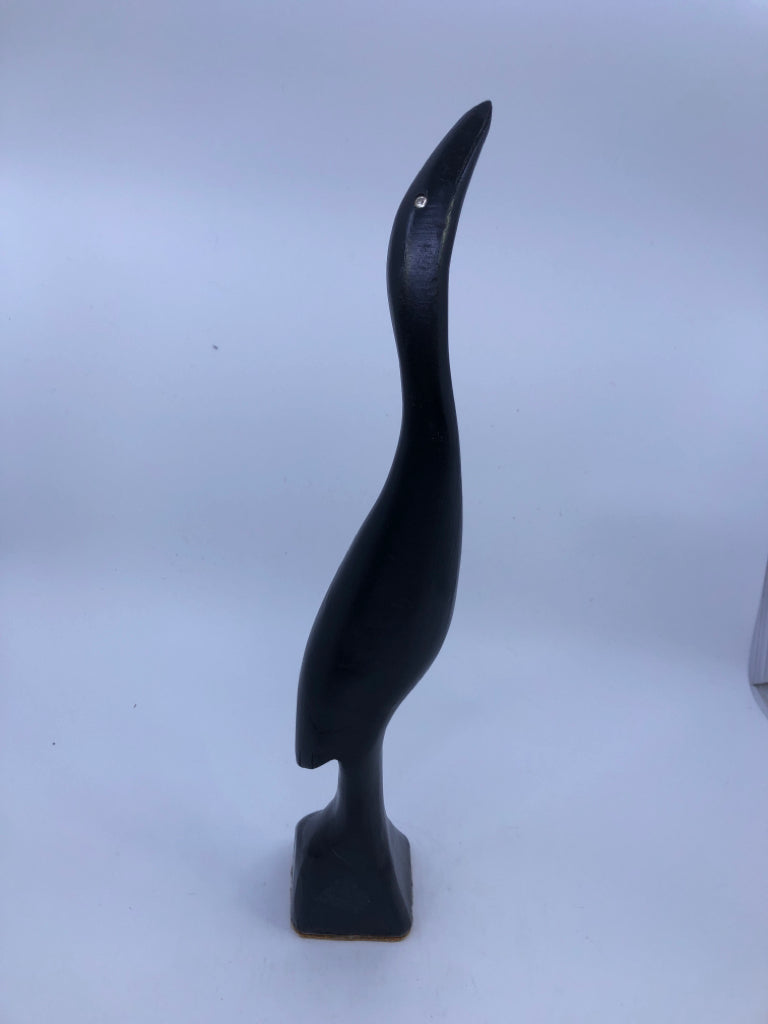 BLACK CARVED BIRD W JEWEL EYE.
