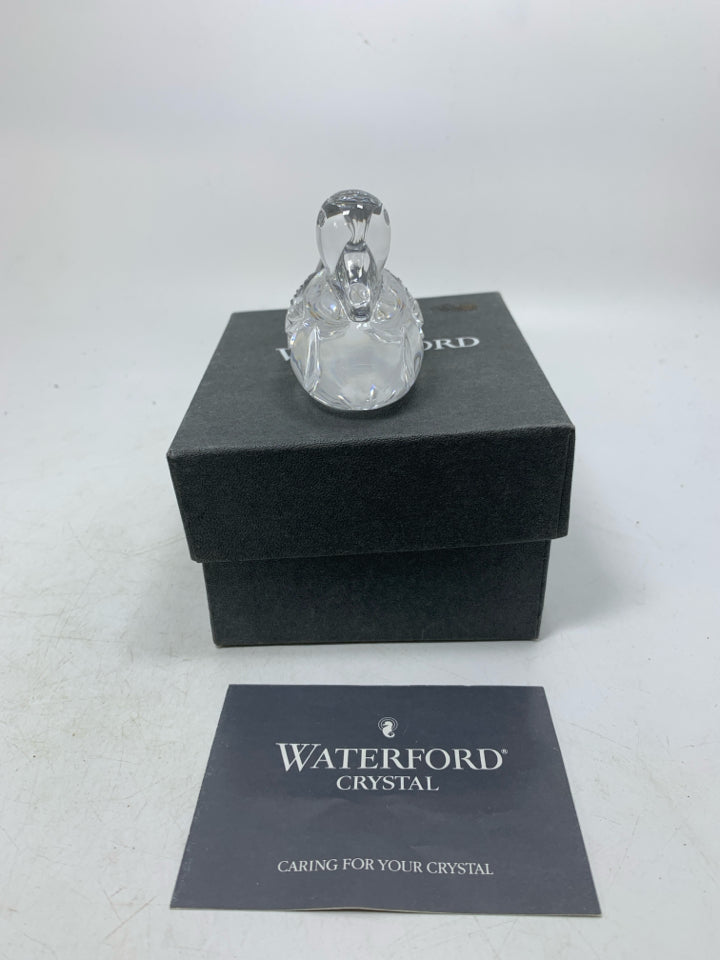 CRYSTAL MALLARD DUCK PAPERWEIGHT IN BOX.