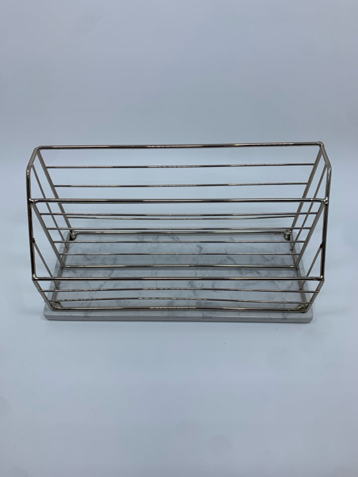 MARBLE BASE METAL DESK ORGANIZER.