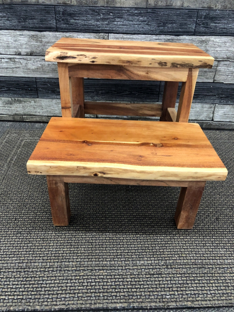 SOLID WOOD 2-STEP STAIRS.