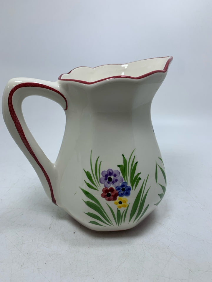 VTG PITCHER W/ BUTTERFLIES GRASS & FLOWERS RCCL MADE IN PORTUGAL.