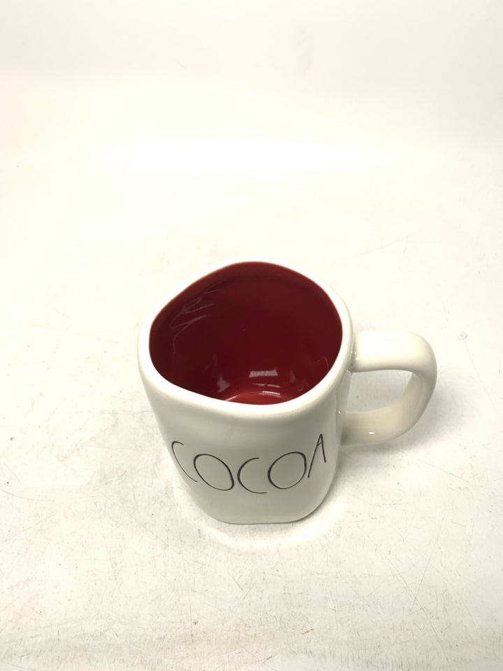 WHITE REA DUNN COCOA W/ RED INSIDE MUG.