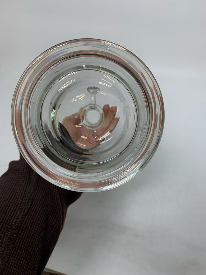 VTG ETCHED GRAPES GLASS PITCHER.