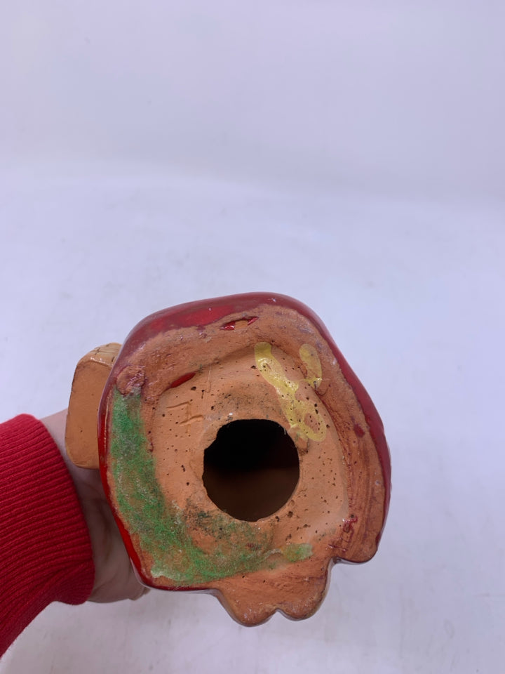 TERA COTTA BLONDE GIRL KNEELING W/ BASKET RED DRESS INSENSE HOLDER.