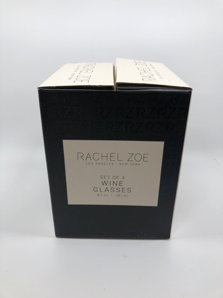 NIB 4 RACHEL ZOE WINE GLASSES.