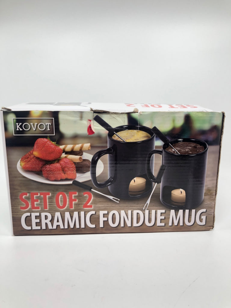 NIB KOVOT CERAMIC FONDUE MUG SET.