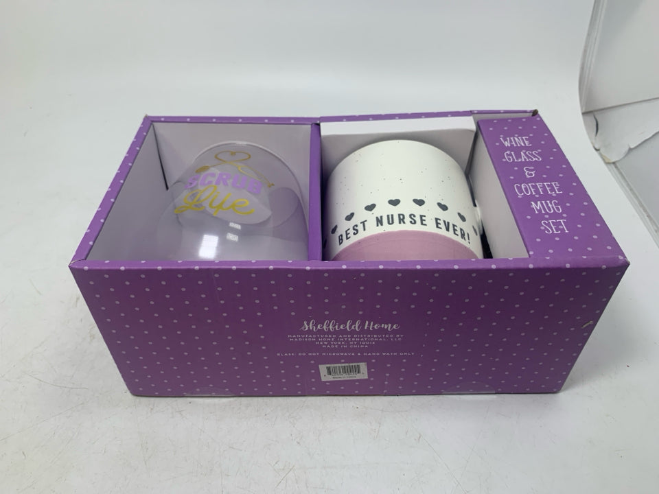 NIB NURSE THEMED WINE GLASS/COFFEE MUG.