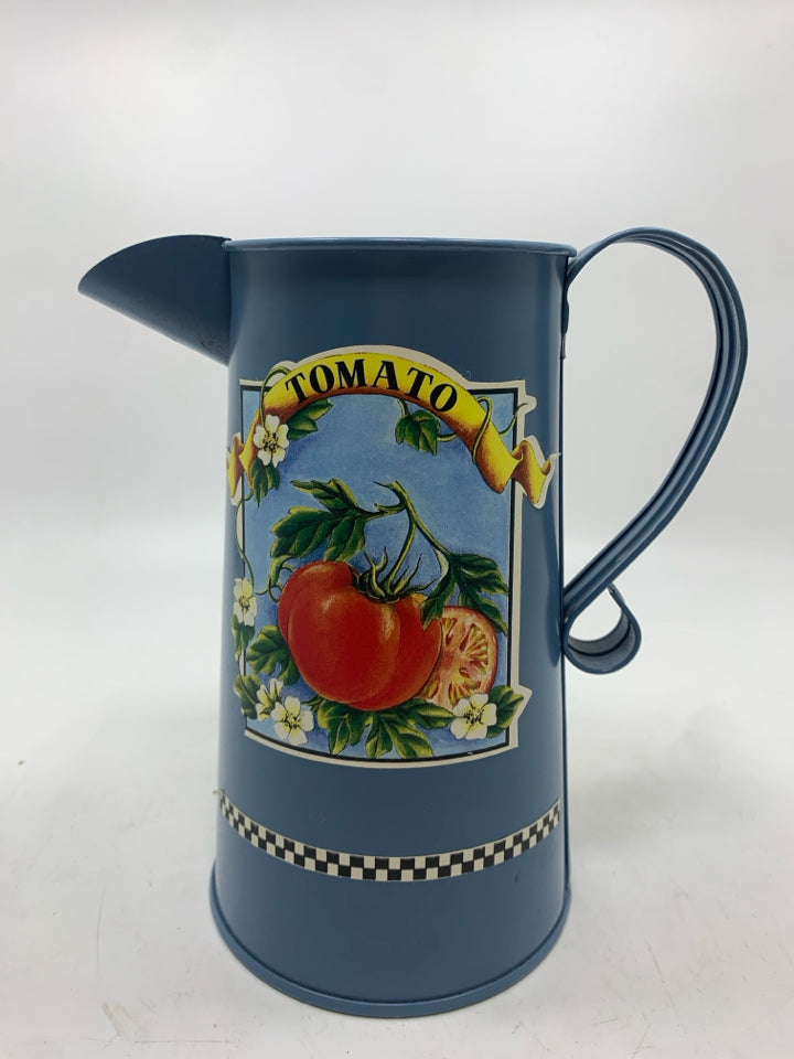 BLUE TIN TOMATO PITCHER.
