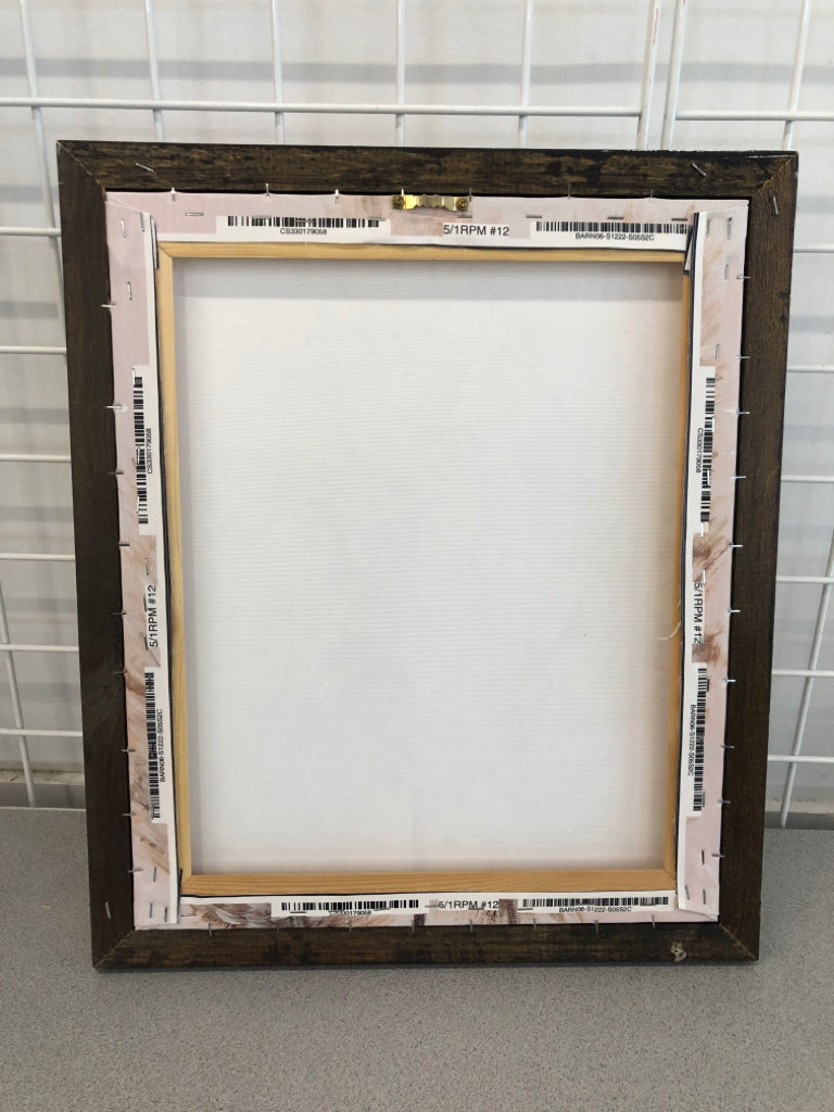 3 WHEAT CANVAS IN BROWN FRAME.