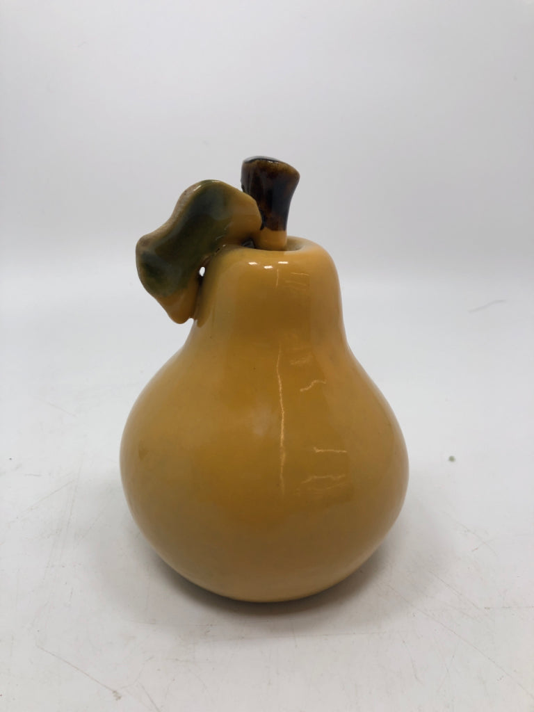 YELLOW GLAZE CERAMIC PEAR.