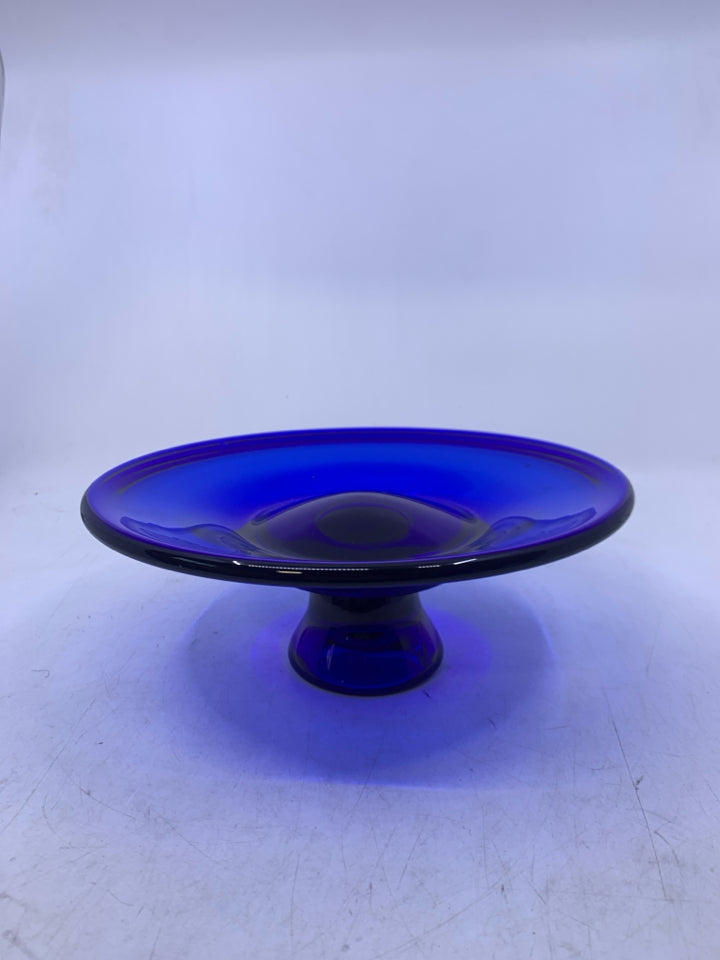 FOOTED COBALT BLUE GLASS.