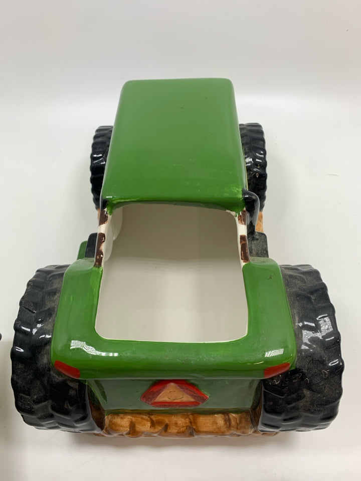 JOHN DEER GREEN TRACTOR COOKIE JAR.