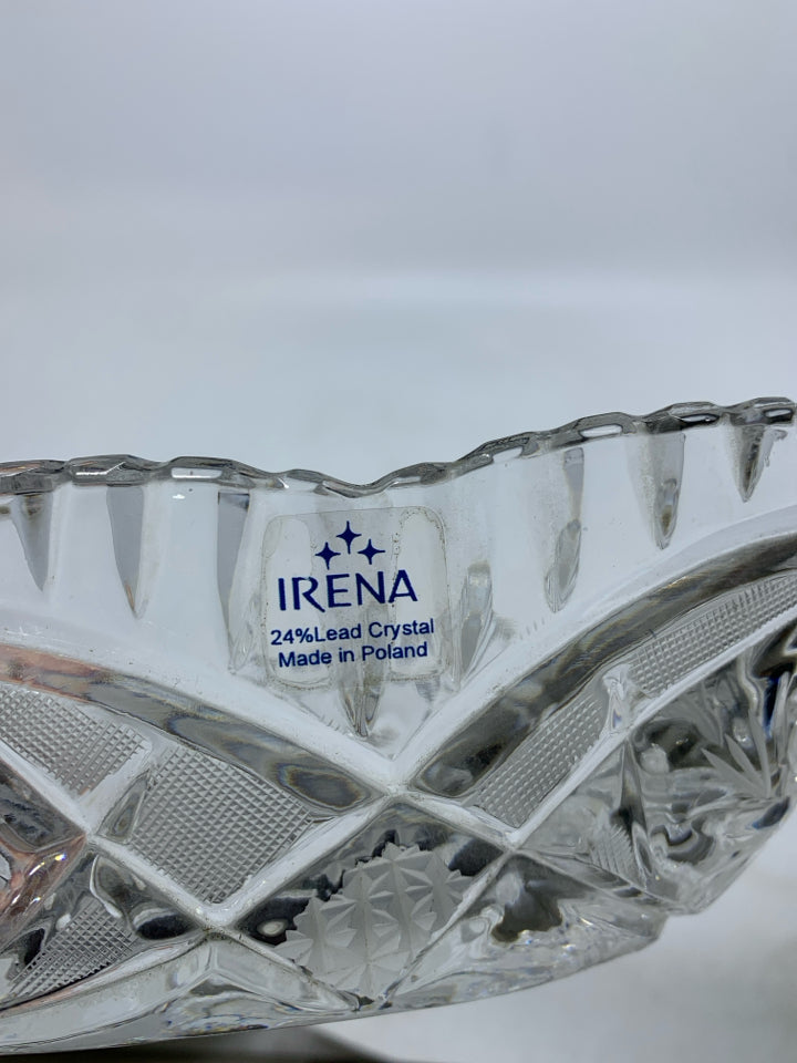 IRENA CRYSTAL OVAL CUT GLASS BOWL.