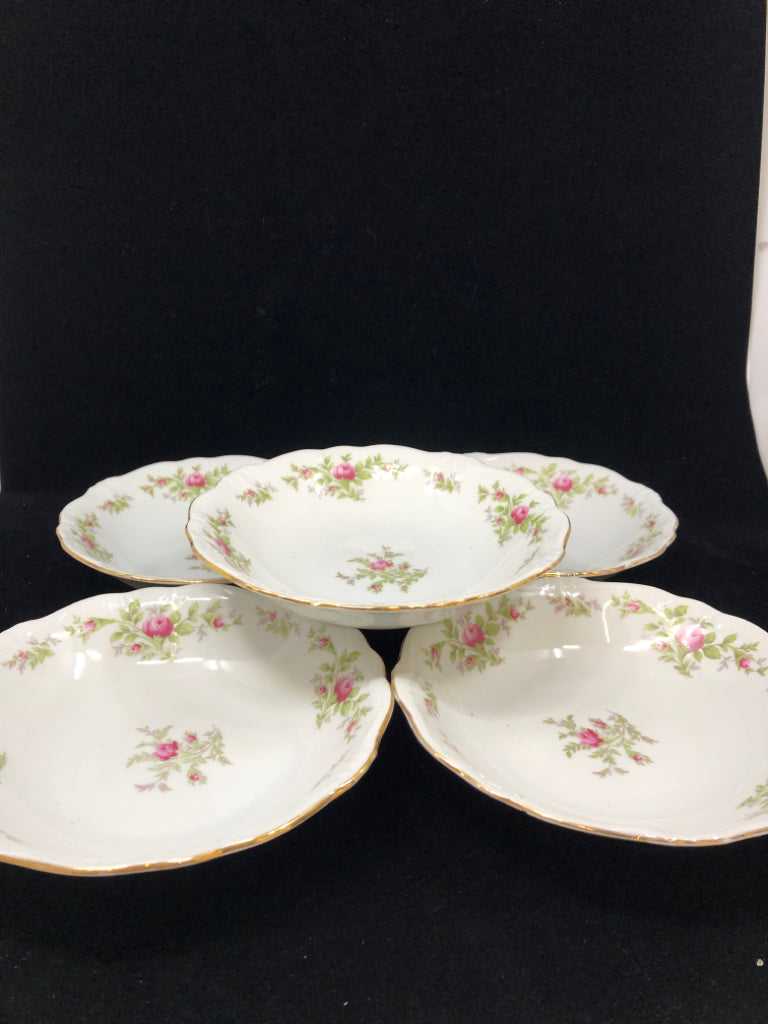5 VTG JOHANN HAVILAND WILD ROSE BOWLS.