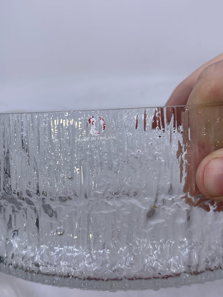 7 PC TEXTURED GLASS BOWL MADE IN FINLAND.