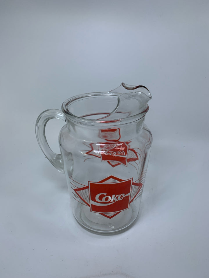 VTG LARGE GLASS PITCHER.