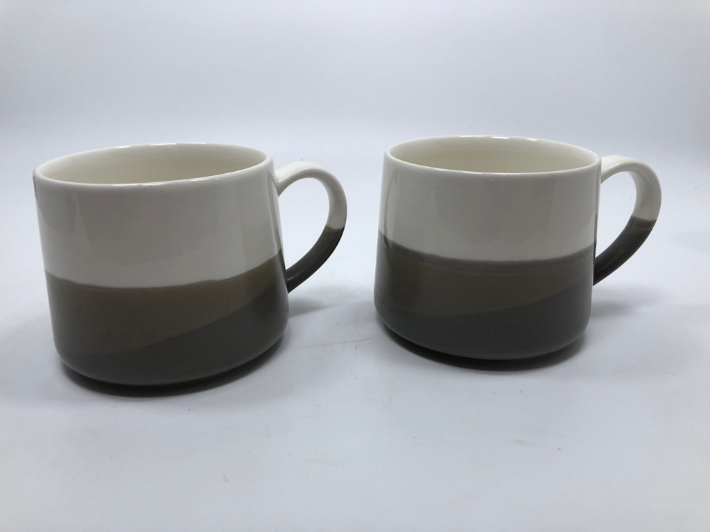 2 WHITE/GREY STARBUCKS MUGS.