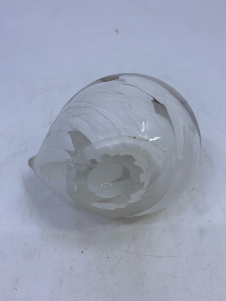 WHITE GLASS RED/ORANGE CHICKEN.