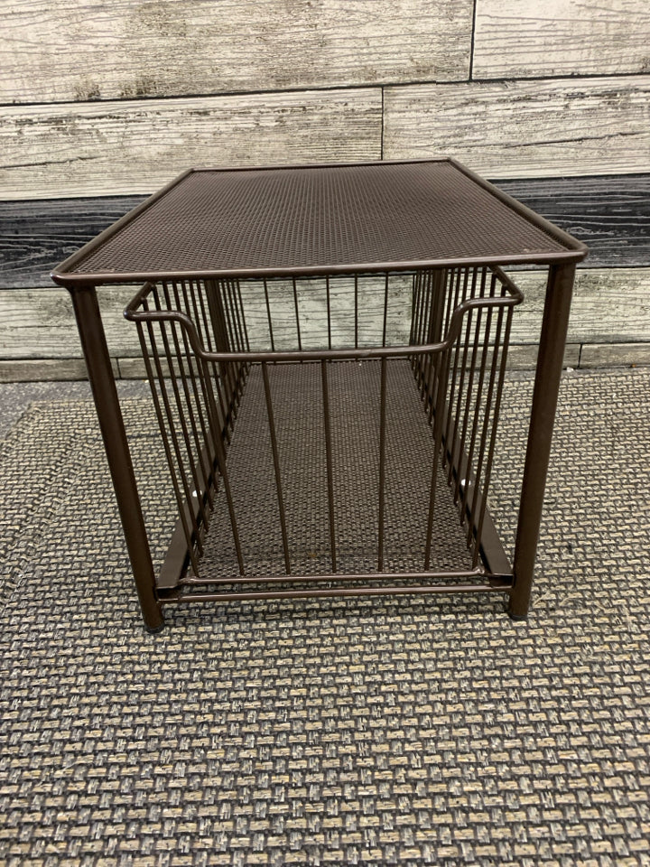 BROWN WIRE ORGANIZER PULL-OUT BIN STACKABLE.