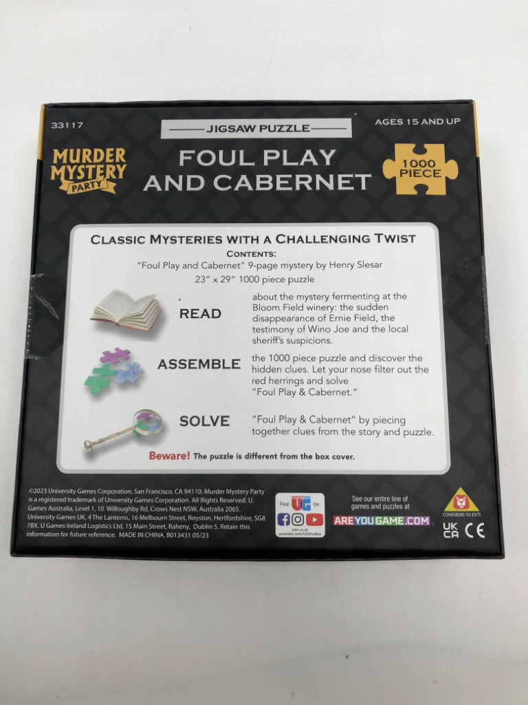 NIB FOUL PLAY & CABERNET JIGSAW PUZZLE.