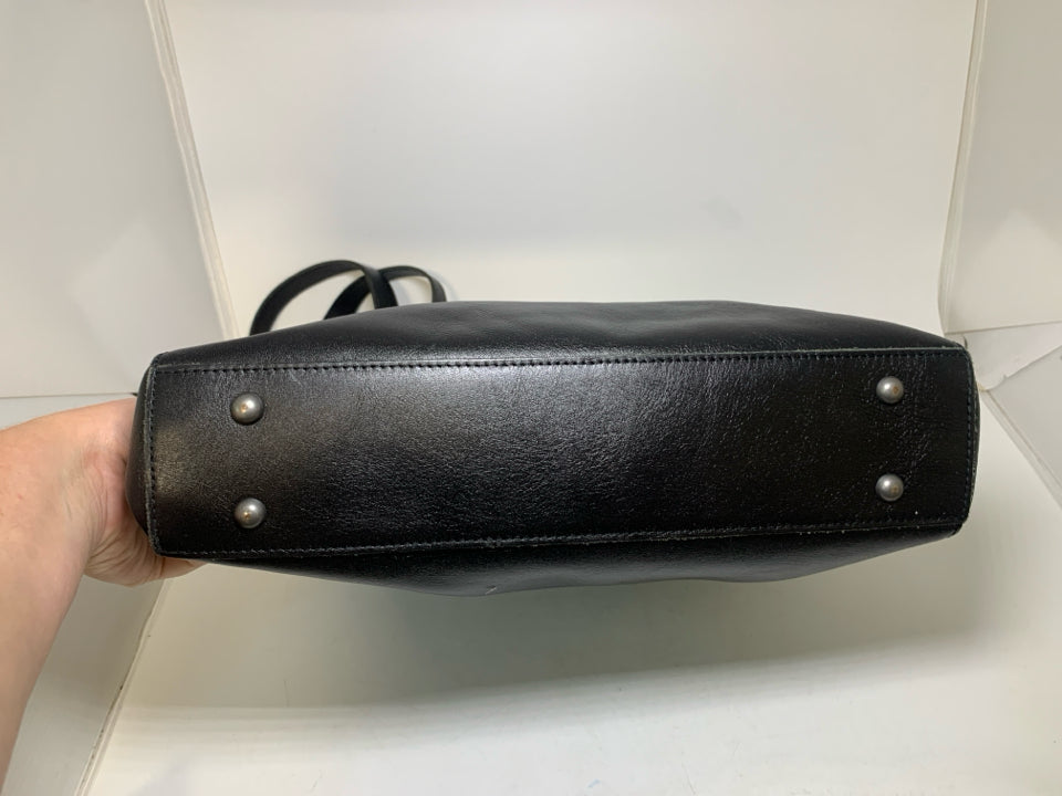 Patricia Nash Viana Black Leather Tote Bag w/ Exterior Pocket