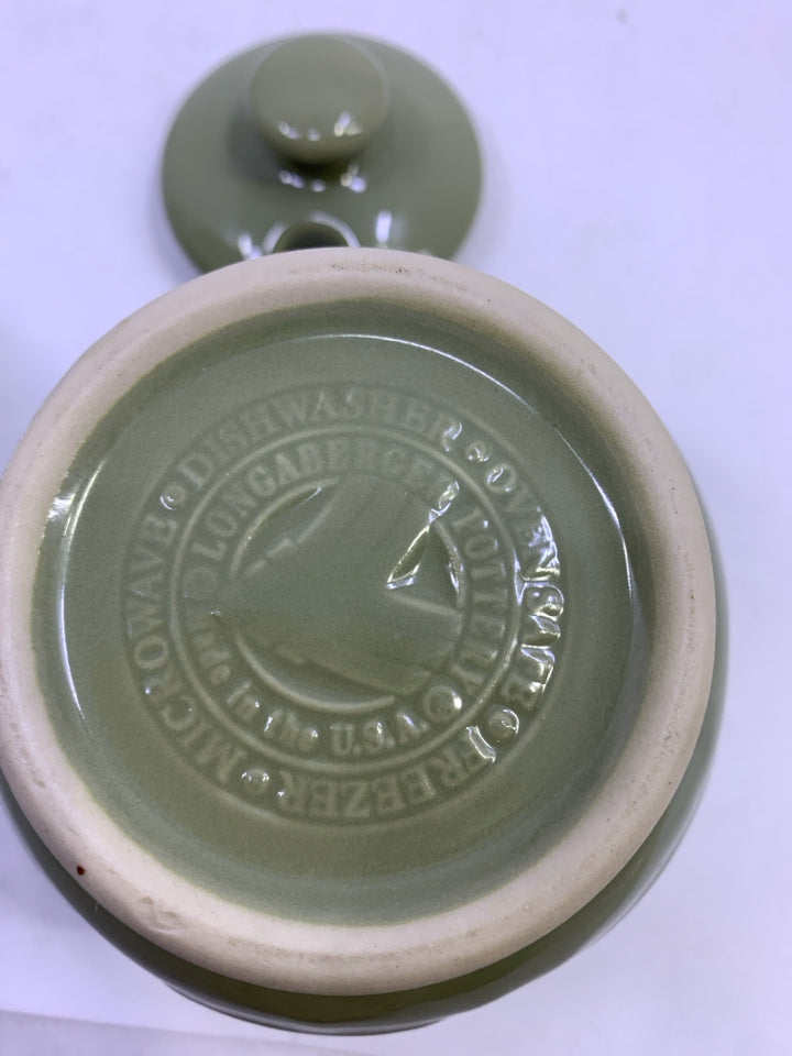 2 PC SUGAR & CREAMER GREEN LONGABERGER.